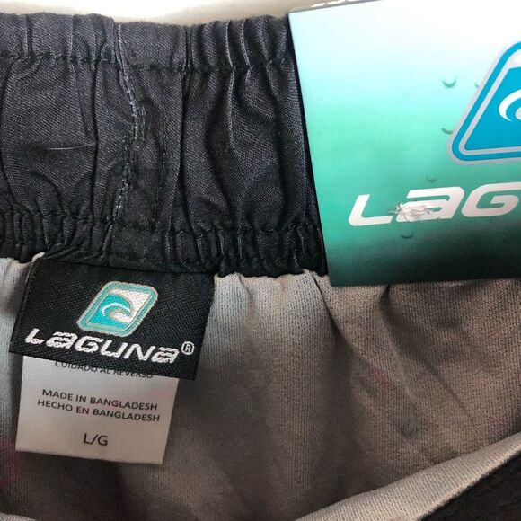 NWT Laguna Red Orange Black Swim Trunks Quick Drying Men's Size Large - Picture 4 of 6